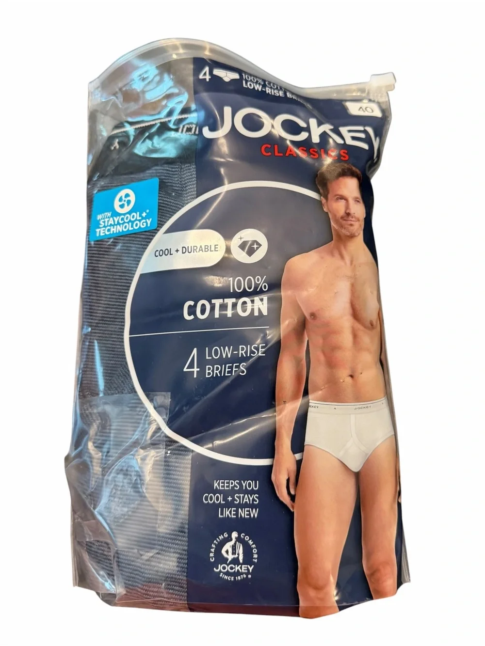 JOCKEY Men's Classic Low-Rise Briefs Underwear 4 Pair Size 40 NEW Dark Stripes